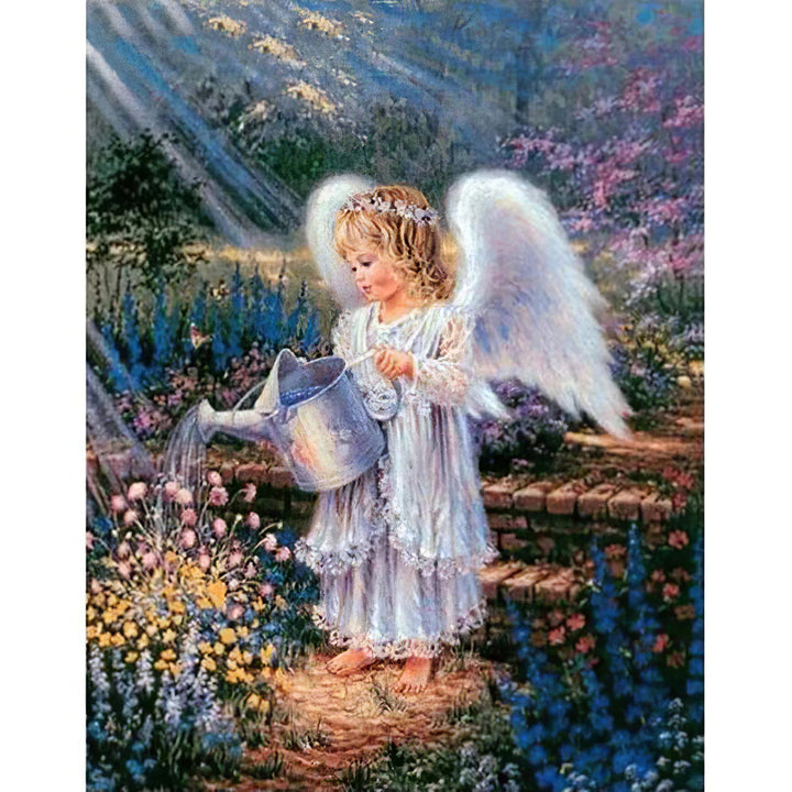 Angel Girl donnant de l'eau aux arbres Broderie Diamant Diamond Painting