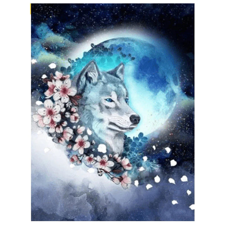 Animaux Loup Univers Etoile Fleur Broderie Diamant Diamond Painting