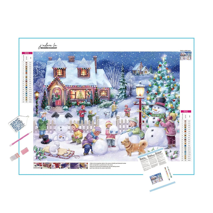 Arbre de Noël Village Maison Broderie Diamant Diamond Painting