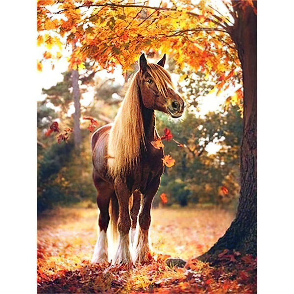 Beau cheval sous l'arbre Broderie Diamant Diamond Painting