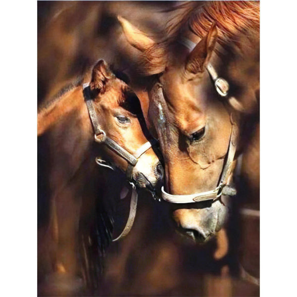 Bébé cheval avec sa mère Broderie Diamant Diamond Painting