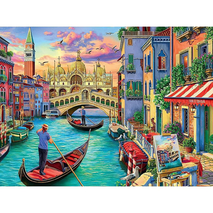 Canal de Venice et bateaux Broderie Diamant Diamond Painting