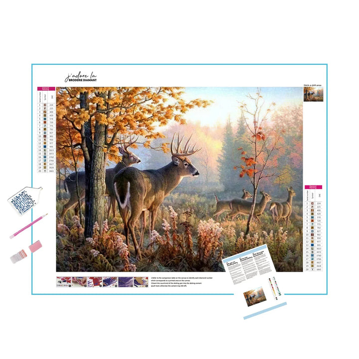 Cerfs et Forêt Broderie Diamant Diamond Painting