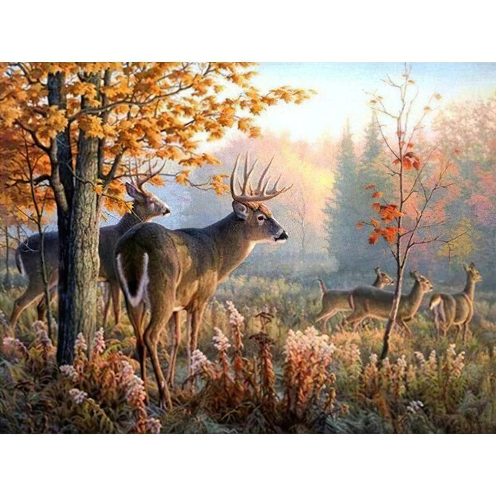 Cerfs et Forêt Broderie Diamant Diamond Painting