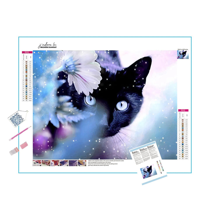 Chat Noir et son Regard Perçant Broderie Diamant Diamond Painting