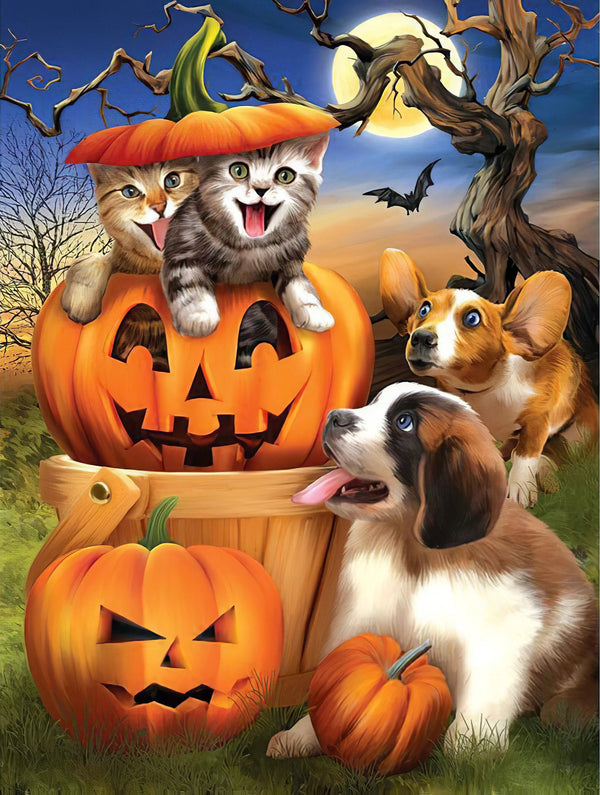 Chiens et chats Halloween Broderie Diamant Diamond Painting
