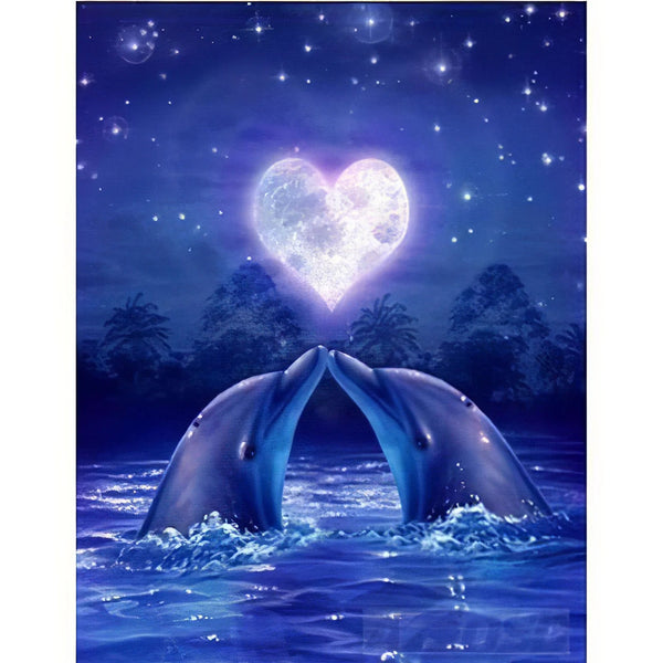 Couple de Dauphins Amoureux Broderie Diamant Diamond Painting