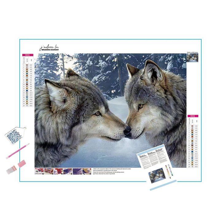 Couple de Loups Amoureux Broderie Diamant Diamond Painting