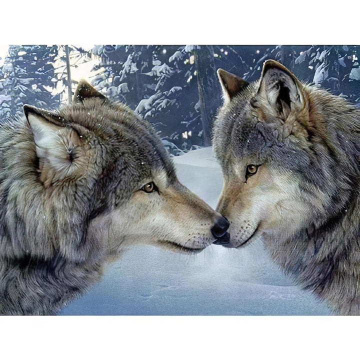 Couple de Loups Amoureux Broderie Diamant Diamond Painting