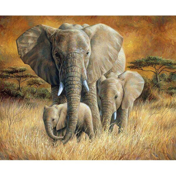 Famille d'éléphants Broderie Diamant Diamond Painting