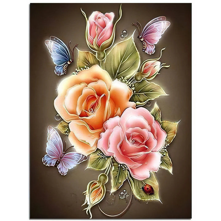 Fleurs et Papillons Illuminés Broderie Diamant Diamond Painting