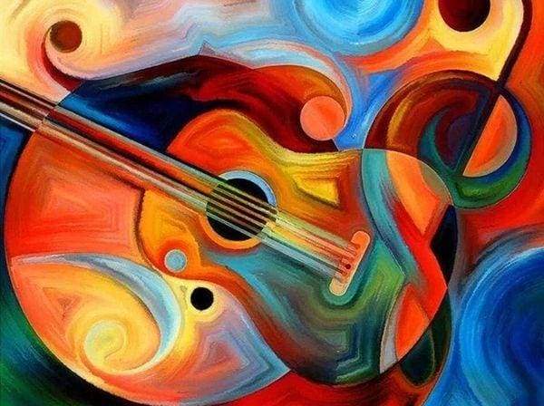 Guitare Design Musique Broderie Diamant Diamond Painting