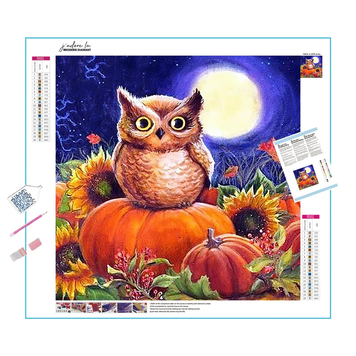 Hibou de minuit Broderie Diamant Diamond Painting