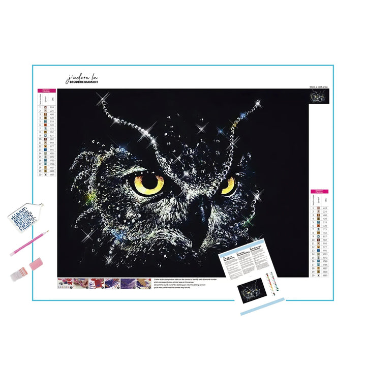 Hibou noir Broderie Diamant Diamond Painting