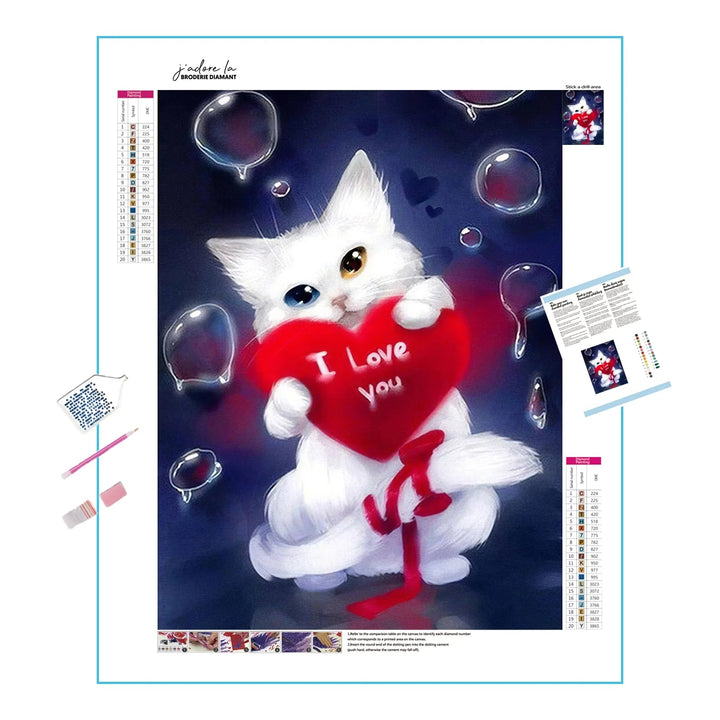 J'aime chat Broderie Diamant Diamond Painting