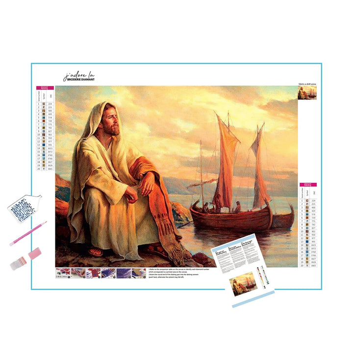 Jésus et bateau Broderie Diamant Diamond Painting