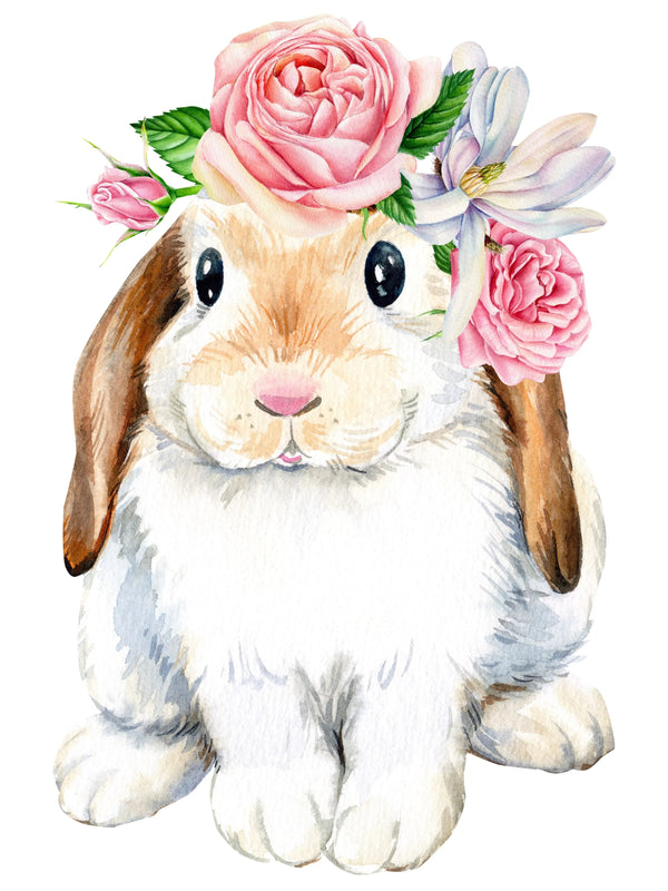 Lapin et Roses Broderie Diamant Diamond Painting