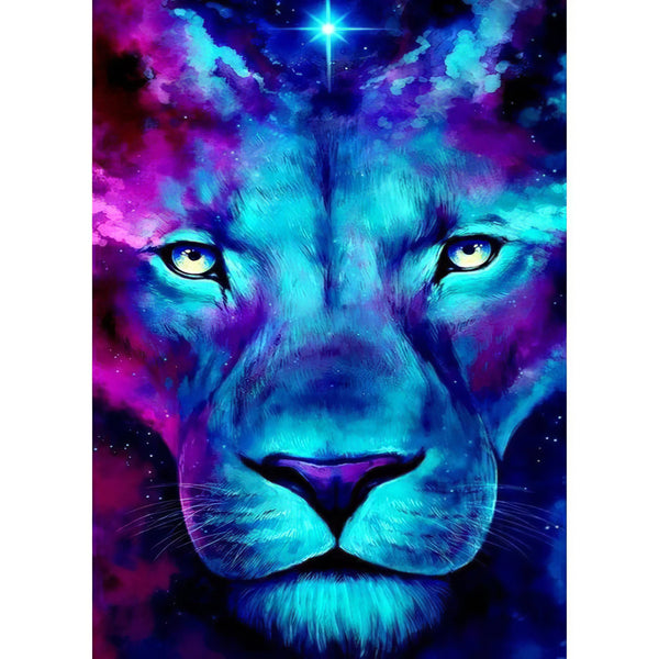 Lion bleu Broderie Diamant Diamond Painting