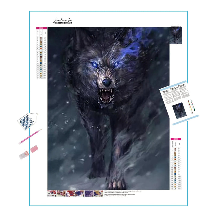 Loup en colère Broderie Diamant Diamond Painting