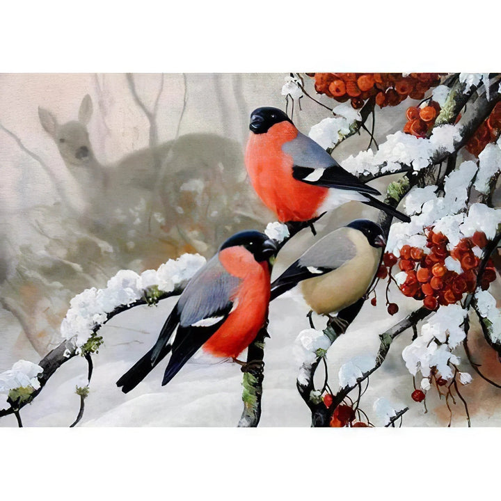 Oiseaux sur un Arbre en Hiver Broderie Diamant Diamond Painting