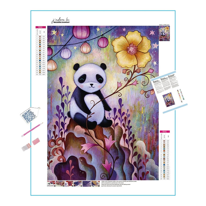 Panda Flower Broderie Diamant Diamond Painting