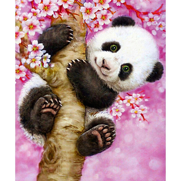 Panda mignon avec Fleur Broderie Diamant Diamond Painting