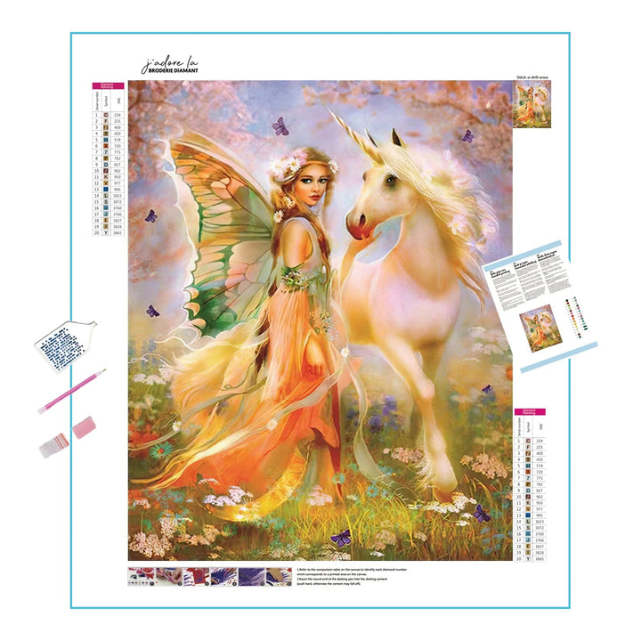 Princesse et Licorne Broderie Diamant Diamond Painting