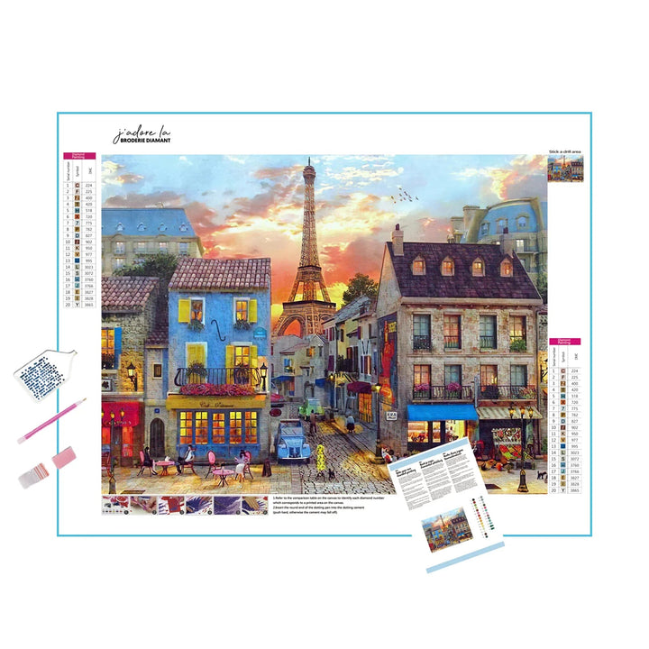 Rues de campagne de la ville de Paris Broderie Diamant Diamond Painting