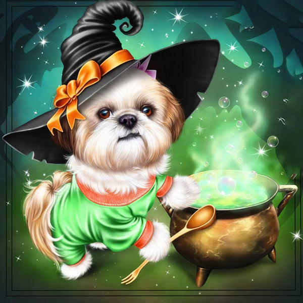 Sort de fabrication de chien magique d'Halloween Broderie Diamant Diamond Painting