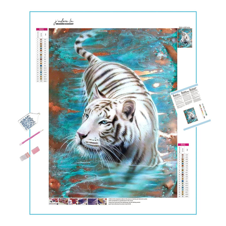 Tigre blanc dans l'eau Broderie Diamant Diamond Painting