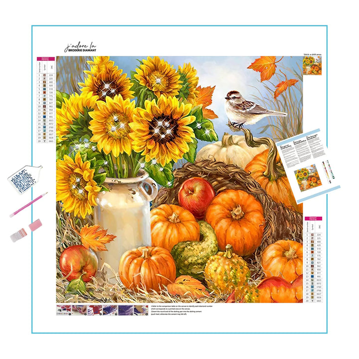 Tournesol Halloween Citrouilles Et L'Oiseau Broderie Diamant Diamond Painting