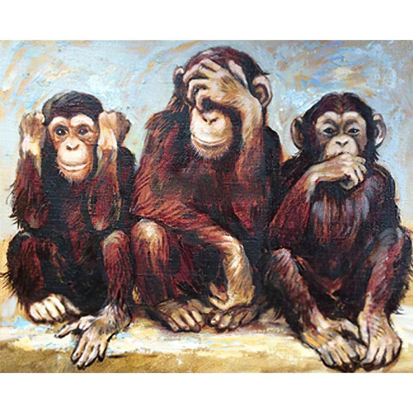 Trois singes Broderie Diamant Diamond Painting